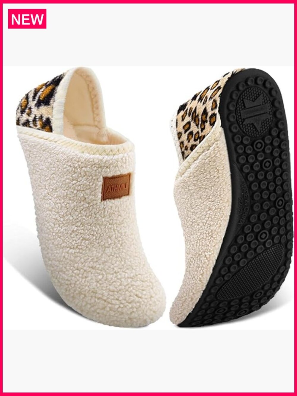 Women's Slippers - Furry Indoor/Outdoor House Shoes, Non-Slip Rubber Sole,
